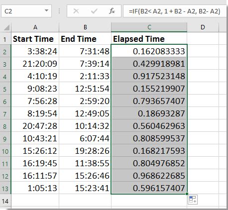 how to calculate time elapsed between dates in excel