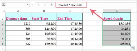 how to calculate time from speed and distance in excel