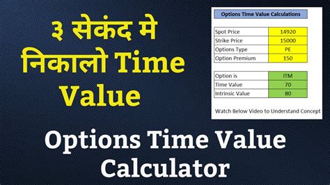 how to calculate time value of option in excel