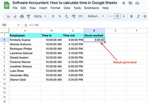 how to calculate time worked in google sheets