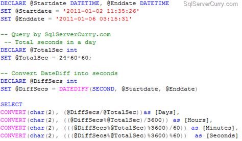 how to calculate total days between two dates in sql server