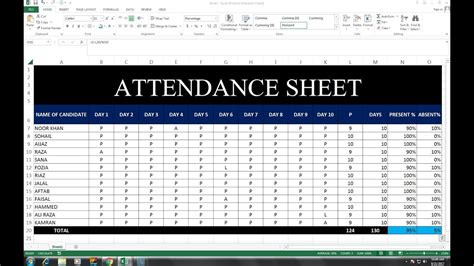 how to calculate total present and absent in excel