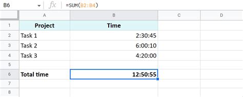 how to calculate total time in google sheets