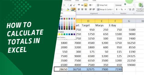 how to calculate totals from different sheets in excel