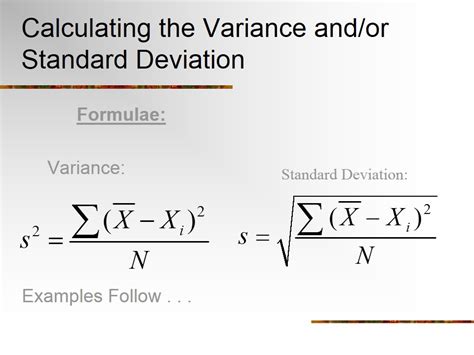how to calculate variance from standard deviation and mean