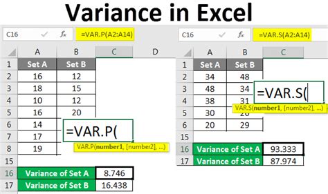 how to calculate variance in excel manually