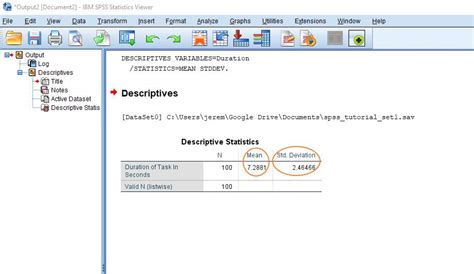 how to calculate variance in spss