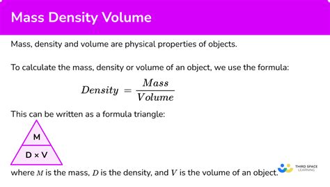 how to calculate volume with density and mass