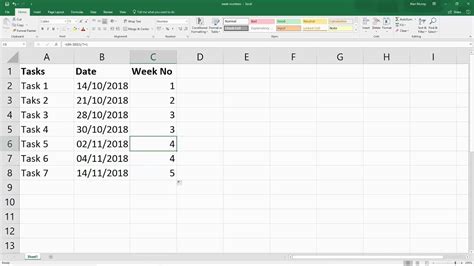 how to calculate week of year in excel
