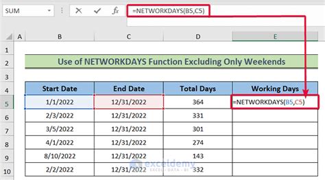 how to calculate weekdays in excel excluding weekends