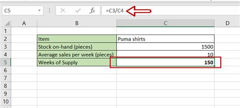 how to calculate weeks cover in excel