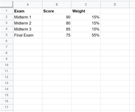 how to calculate weighted average in sheets