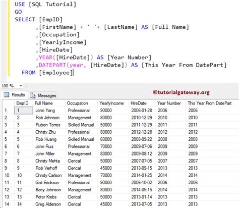 how to calculate year to date in sql
