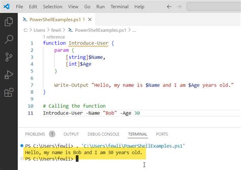 how to call a function in powershell script with parameters