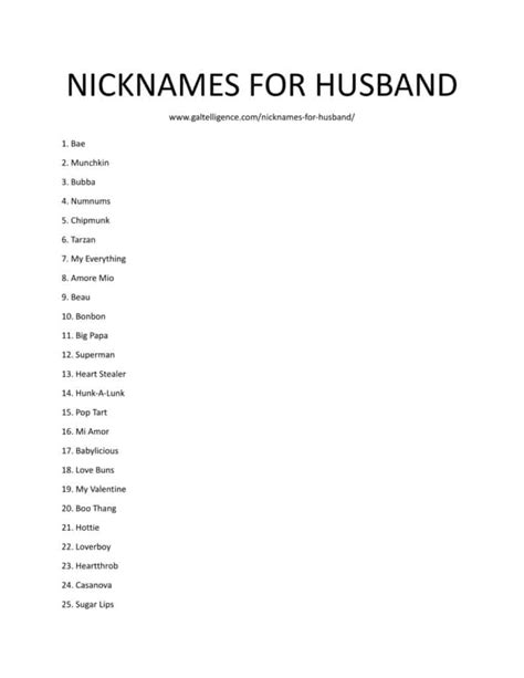 how to call hubby in different ways