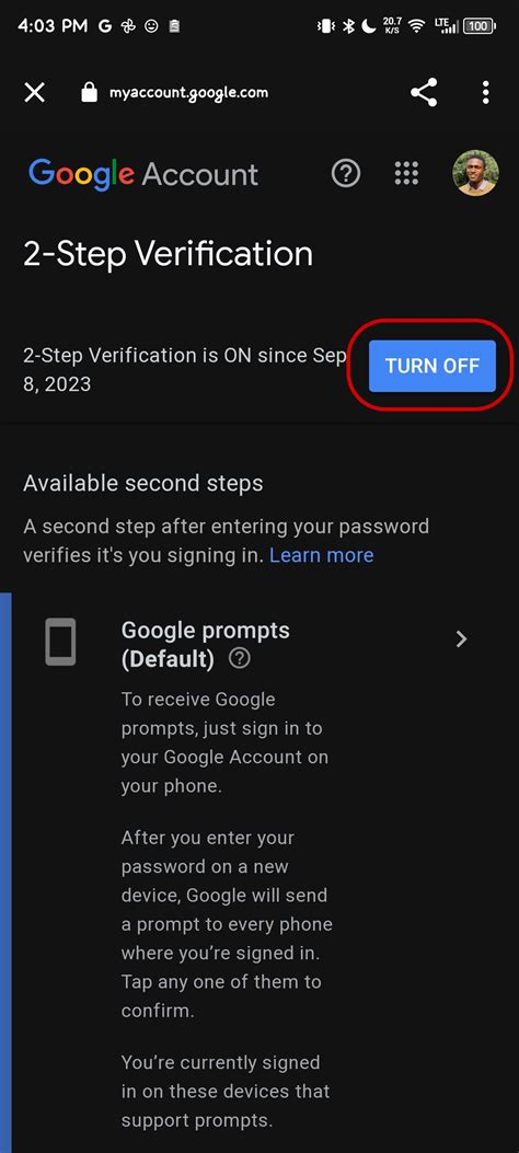 how to cancel 2 step verification gmail