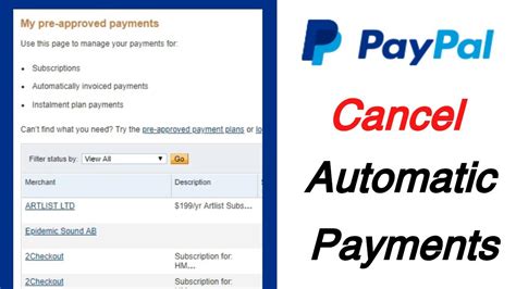 how to cancel automatic payments from paypal