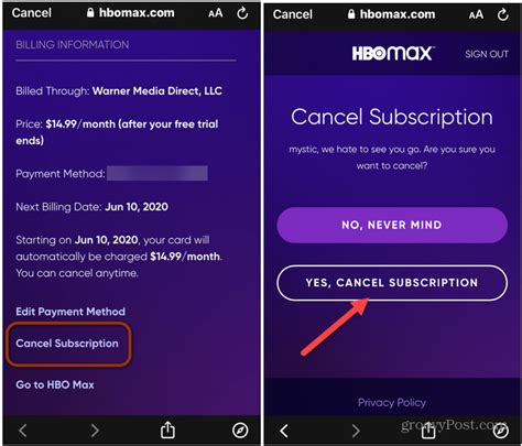how to cancel hbo max subscription on amazon