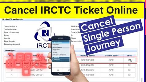 how to cancel single person ticket in irctc
