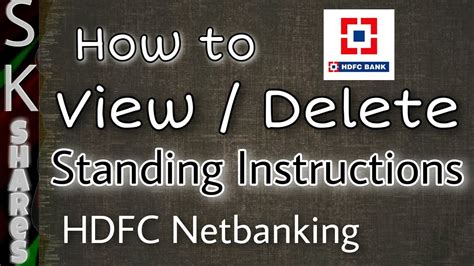 how to cancel standing instruction in hdfc netbanking