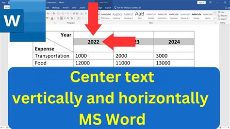 How To Center The Column Heading Horizontally And Vertically In Word