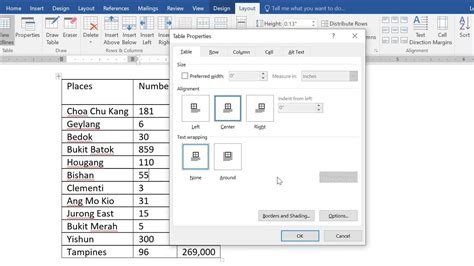 How To Center The Table Horizontally On The Page In Word