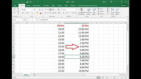 how to change 24hrs format in excel