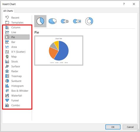 how to change a chart type in word