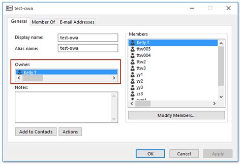 how to change a distribution list owner in outlook