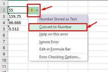 how to change a text cell in excel to number