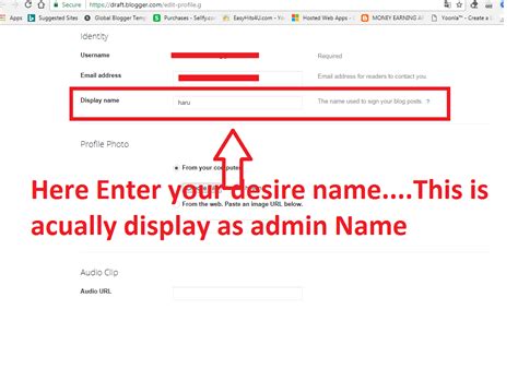 how to change admin name in blogger