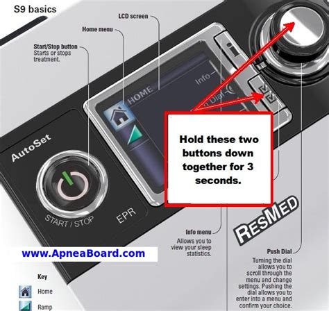 how to change air pressure on resmed s9 cpap machine