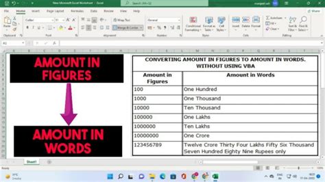 how to change amount in figures to amount in words in excel