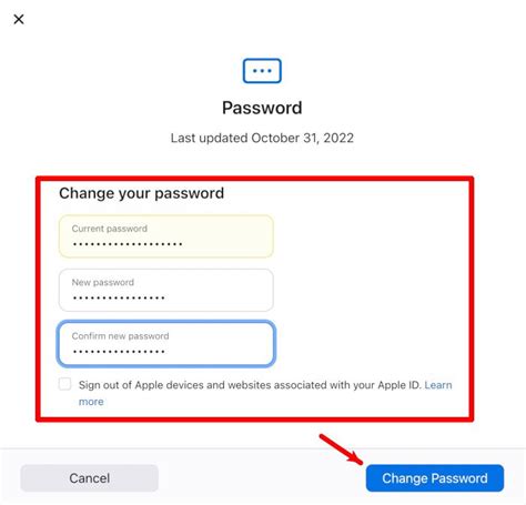 how to change apple id password using pc