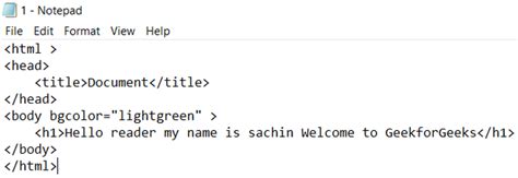 how to change background color in html notepad