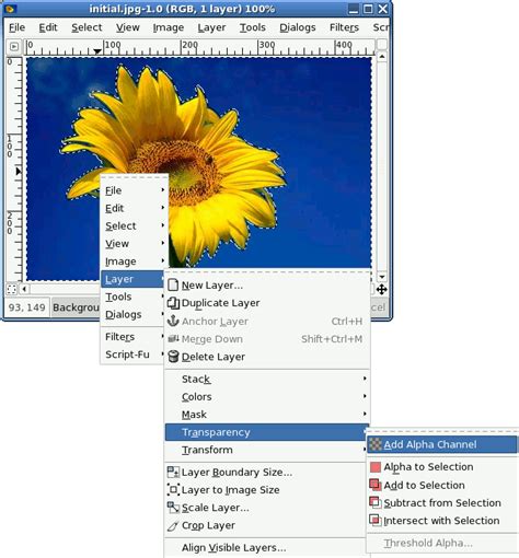 how to change background color of an image in gimp