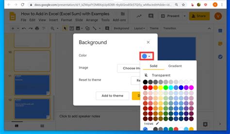 how to change background color on google slides on phone