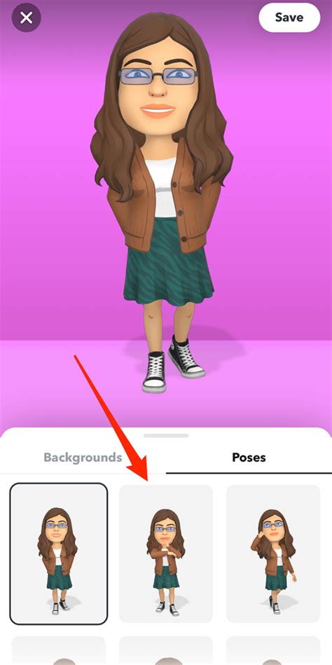 how to change bitmoji pose on snapchat web