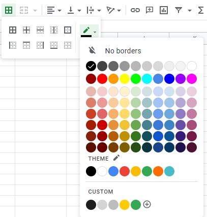 how to change border style in google sheets