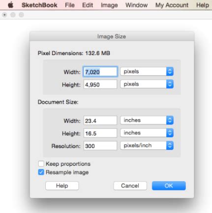 how to change canvas size in sketchbook app