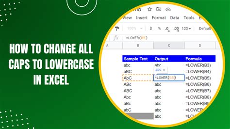how to change caps lock to lower case in excel