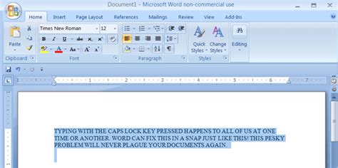 how to change caps lock to small letters in word