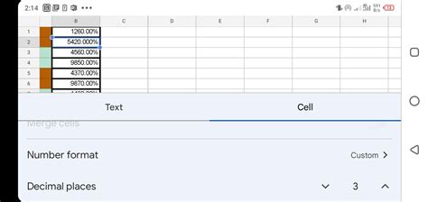 how to change cell format in google sheets on iphone