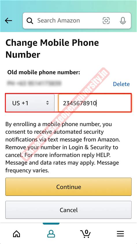 how to change cellphone number on amazon