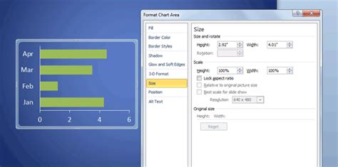 how to change chart size in powerpoint
