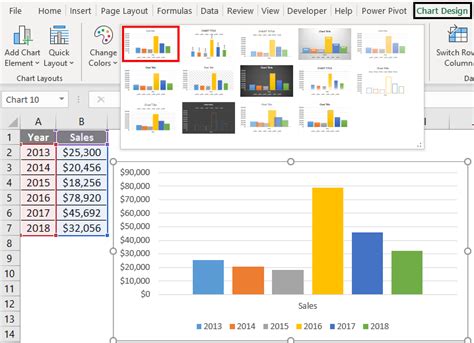how to change chart style in excel online