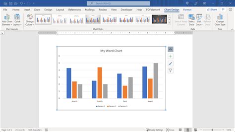how to change chart style in word