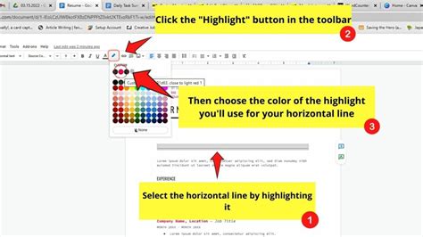how to change color of horizontal line in google docs