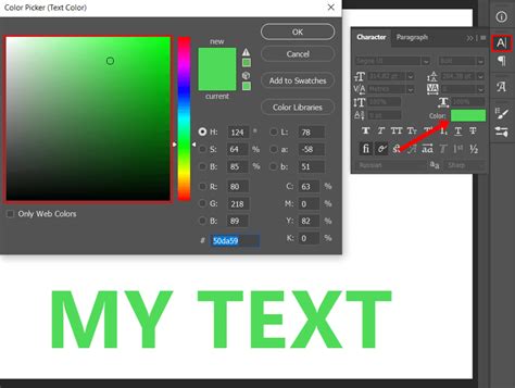 how to change color of text in an image in photoshop