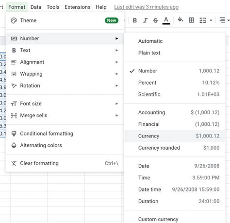 how to change comma format in google sheets